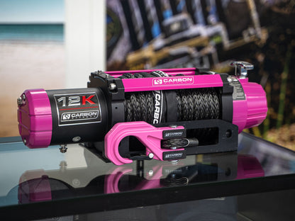 The Pink Carbon 12K - 12000lb Pink Electric Winch With Pink Hook