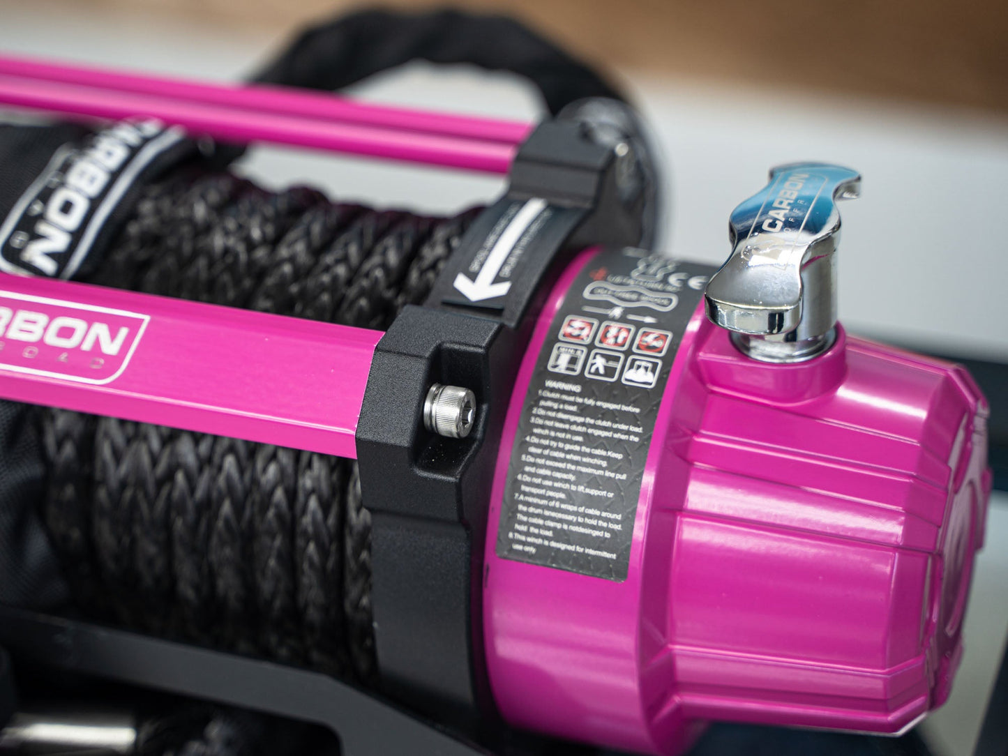 The Pink Carbon 12K - 12000lb Pink Electric Winch With Pink Hook