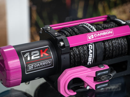 The Pink Carbon 12K - 12000lb Pink Electric Winch With Pink Hook