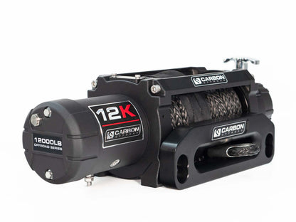 Carbon 12K 24V - 12000lb Winch with Black Hook V3