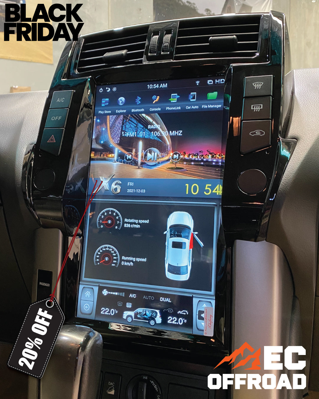 13.6inch Android Head unit to suit Prado 2009-2013 VX/Altitude Kakadu